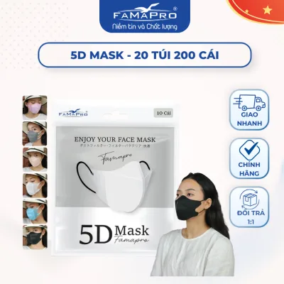 Khẩu trang 5D Mask 3 lớp Famapro Nam Anh 10 cái/túi