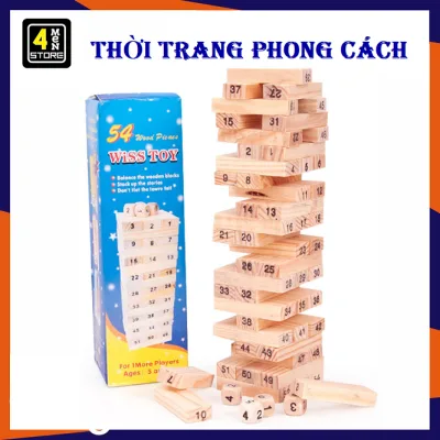 Bộ Rút Gỗ Nhỏ 54 thanh Làm Từ Gỗ Tự Nhiên, An Toàn khi Sử Dụng - Trò Chơi Rút Gỗ Tháp Xếp Hình Bằng Gỗ Giáo Dục Căn Bản