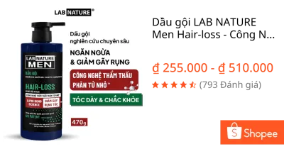 Dầu gội LAB NATURE Men Hair-loss - Công Nghệ Giảm Rụng Tóc - 470g