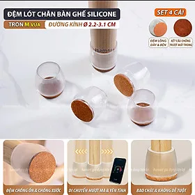 SET 4 Đệm Lót Chân Bàn Ghế Vuông Tròn Chống Ồn Hamart Bọc Chân Ghế Gỗ Silicone Chống Xước Sàn Nhà