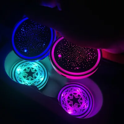 Đèn LED Trang Trí Nội Thất Ô Tô 7 Màu, Đế Lót Ly Phát Sáng USB, Thảm Lót Ly, Phụ Kiện Trang Trí Xe Hơi