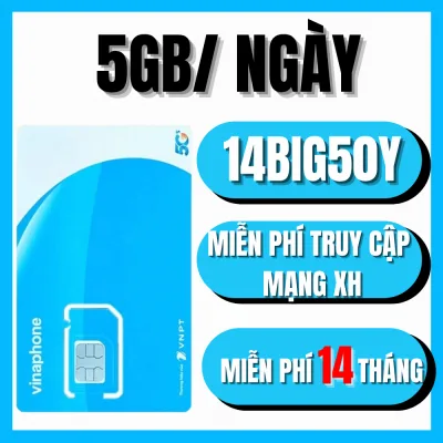 Sim Data Vinaphone 4G 5G 14BIG50Y Dùng 14 Tháng Tặng 5GB/ngày, Miễn Phí MXH, Dùng Cho Mọi Thiết Bị | FREESHIP - CHƯA KÍCH HOẠT