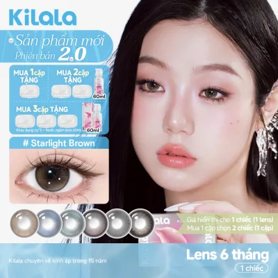 Kính áp tròng Kilala màu nâu Starlight Brown/ màu xanh Icy Blue DIA 14.2mm lens cận 6 tháng có độ 0-7 [Giá 1 chiếc lens ]