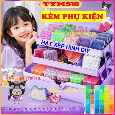 hạt xếp diy 2.6mm hạt nhựa ủi combo đầy đủ Tặng Kèm Bàn Ủi đồ chơi lắp ráp xếp hình trẻ em cho bé