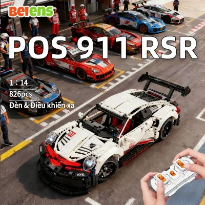 Mô Hình Lắp Ráp Xe Porsche 911 RC–BEIENS Xe Điều Khiển Từ Xa,Chất Liệu Cao Cấp,Có Đèn LED,Giải Trí & Sưu Tập