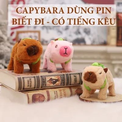Đồ Chơi Thú Bông Capybara Đeo Balo Biết Đi Biết Kêu Lồng Chăm Sóc Thú Cưng Chó Mèo Thỏ - Quà tặng sinh nhật trung thu cho bé