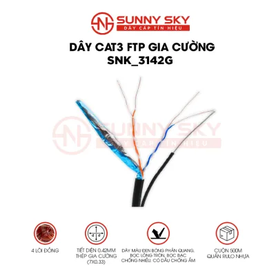 Dây cáp mạng ngoài trời, 4 lõi cường lực. Bọc bạc chống nhiễu-có dầu chống ẩm (Tặng kèm hạt mạng)