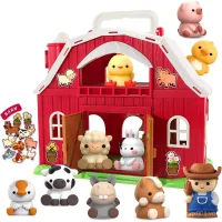Đồ chơi trẻ mới biết đi SpringFlower cho bé trai và bé gái 1 2 3 tuổi, Đồ chơi chuồng lớn với động vật trang trại, Đồ chơi Montessori giáo dục, Đồ chơi giả vờ trang trại, Quà tặng sinh nhật Giáng sinh cho bé