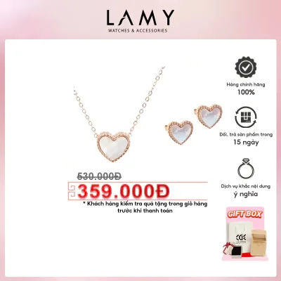Bộ quà tặng trang sức dành cho nữ Dây chuyền và khuyên tai LAMY Double Sided Heart