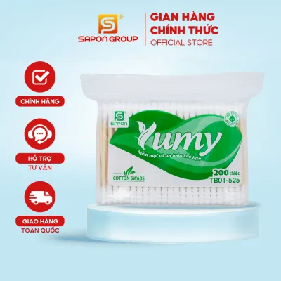 Yumy Hygienic Cotton Swabs with Bamboo Body and Zip Bag – Combo of 6 Bags X 200 Sticks (Tb01-525), Soft and Smooth, No Shedding of Fibers