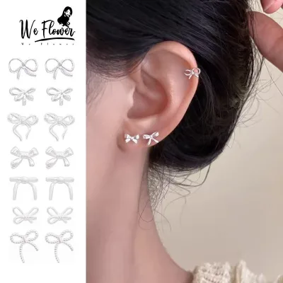 WeFlower Hàn Quốc S925 Bạc Dễ Thương Nhỏ Bướm Bông Tai Dành Cho Nữ Bé Gái Không Gây Dị Ứng Xuyên Tai Phụ Kiện Trang Sức