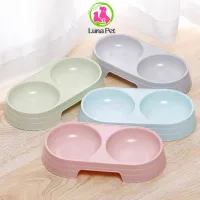 Bát đôi nhựa dẹp 2 ngăn đựng thức ăn cho thú cưng nhỏ LunaPet BA17