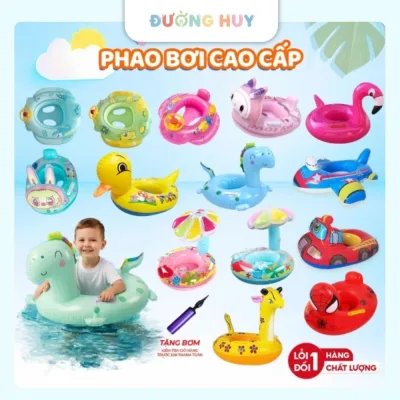 Phao Bơi Cho Bé Trai Bé Gái Hình Thú Dễ Thương, Phao Bơi Trẻ Em Chống Lật Xỏ Chân An Toàn