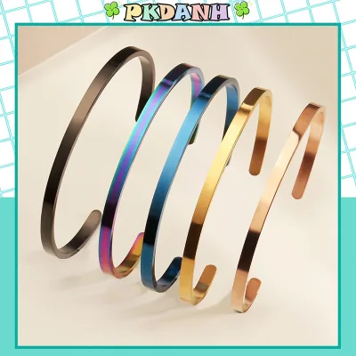Vòng tay titan không gỉ vòng tay cuff nam nữ lắc tay đôi bạc thiết kế đơn giản thanh lịch