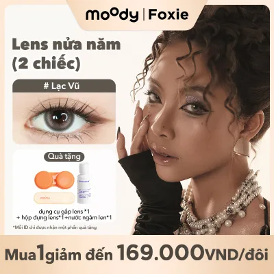 Kính áp tròng moody, 6 tháng, mẫu nâu đen tự nhiên, độ cận 0-7, độ giãn tròng 14.0 - 14. 5mm, giá 1 cặp (02 chiếc)