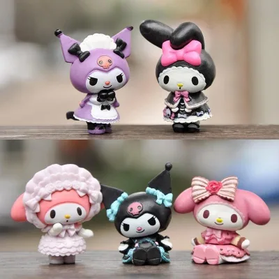 Bộ 5 Mô Hình Kuromi Sanrio, Nhân Vật Hoạt Hình Yêu Thích, Mô Hình Cao 7cm, Decor Trang Trí, Bộ Sưu Tập
