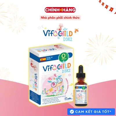 Vitamin D3K2 Vifochild 20ml cho bé dạng nhỏ giọt tăng cường chiều cao Răng chắc khỏe Giảm còi xương Baby