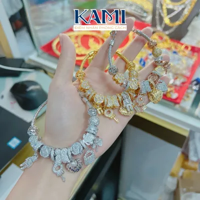 Vòng tay pan charm tim khoá cao cấp Kami trang sức sỉ