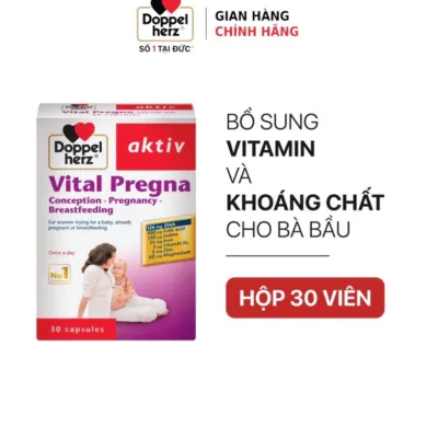 Viên uống vitamin bầu Doppelherz Vital Pregna bổ sung vitamin và khoáng chất cho bà bầu (Hộp 30 viên)