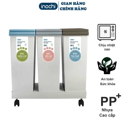3-Compartment Trash Can, 20L Trash Can, Hiro Inochi Antibacterial Flip-Top Trash Can, Office Trash Can, Smart Trash Can, Trash Can with Lid, Kitchen Trash Can, Smart Trash Can