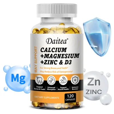 Food Supplement Containing Calcium, Magnesium, Zinc and Vitamin D3, Containing Vitamin D3, Zinc and Essential Minerals to Support Bone Health, Suitable for People Aged 12 and Up.