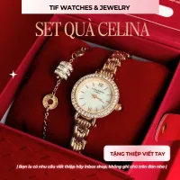 Bộ Trang Sức Đồng hồ Vòng Tay Đính Đá Nữ CELINA Tif Watches Quà Tặng Sinh Nhật 8/3 Valentine