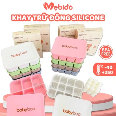 Khay Trữ Đông Silicon Cao Cấp Có Nắp Đậy Tiện Dụng, Đựng Nước Dashi Rau Củ, Đồ Ăn Dặm Cho Bé Shop Mẹ Bí Đỏ