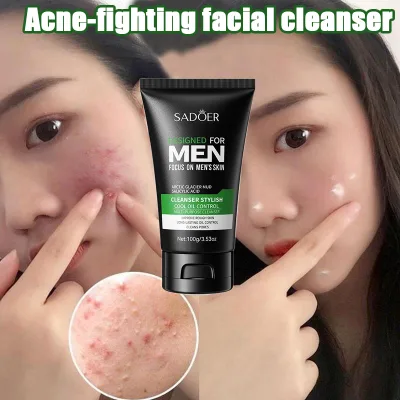 Men's Facial Cleanser Salicylic Acid Facial Cleanser Anti-Mite Oil Control Acne Repair Deep Cleansing Moisturizing Shrink Pores Facial Care 100g