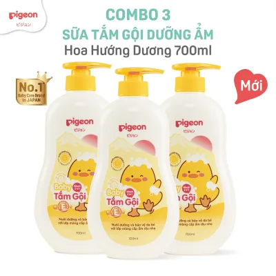 Combo of 3 Pigeon Moisturizing Shower Gel for Newborn Babies 700ml Gentle, Soft, Safe for Skin, Genuine - Jojoba / Sunflower Scent