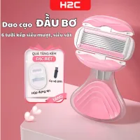 Dao cạo nữ, dao cạo bikini H2C Gentlesilk đầu bơ venus spa 6 lưỡi siêu cao cấp có che tên