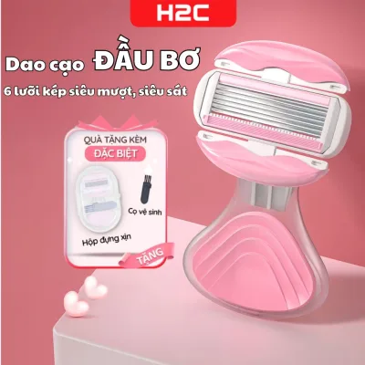 Dao cạo nữ, dao cạo bikini H2C Gentlesilk đầu bơ venus spa 6 lưỡi siêu cao cấp có che tên