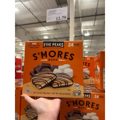 🥨🍪🍫🍭 BÁNH KẸP SOCOLA & KẸO MARSHMALLOW CAO CẤP, BỔ DƯỠNG CỦA MỸ S’MORES BARS FIVE PEAKS HỘP 24 GÓI x 35G (837G) U.S.A