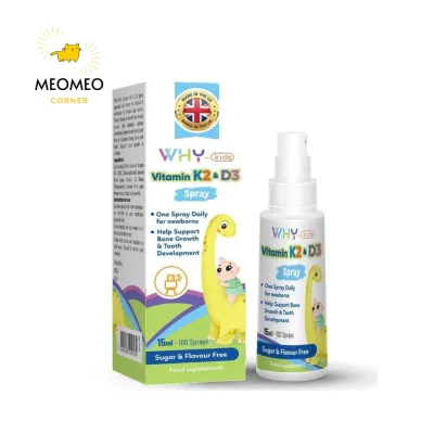 Vitamin K2 & D3 Why Kids Spray bổ sung Vitamin D3 và K2 Dạng Xịt cho bé từ sơ sinh 15ml