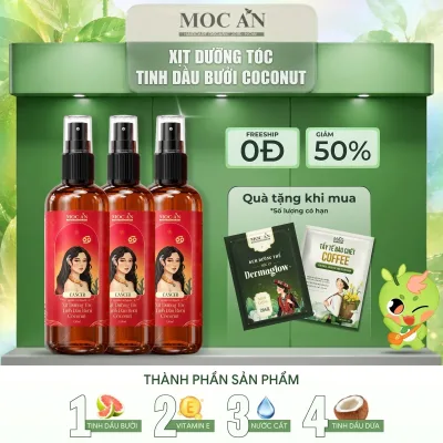 X3Bco120 - Combo of 3 Bottles of Grapefruit Peel Essential Oil Spray & Young Coconut Oil Moc an Haircare 120ml Supports Hair Loss Reduction, Hair Growth Hair Care
