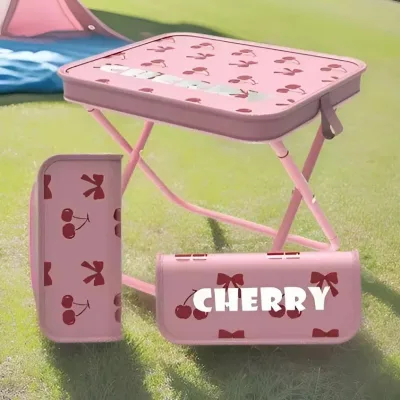 Mini Cherry Folding Chair – Super Compact, Portable Like a Wallet, for Picnics, Camping, Relaxation
