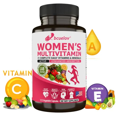 Bcuelov - Multivitamin and Mineral Supplements for Women - Vitamins a C E D K B1 B2 B3 B5 B6 B12 Magnesium Calcium Zinc Selenium - Brain Heart Joints Bones Skin Hair Nails Immunity Energy