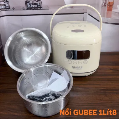 Nồi cơm điện GUBEE Nhật Bản Lòng Inox 304 Dung tích 1L,1.2L,1.8L,2.2L Tặng vỉ hấp inox - model GB28
