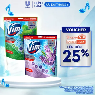 Túi 5 Viên Treo Vệ Sinh Bồn Cầu Vim Power 5 | Sạch Thơm Đến 300 Lần Xả (50g/viên)