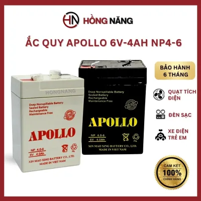 Ắc Quy Khô APOLLO 6V4 Ah Cho Quạt Tích Điện, Xe Điện Trẻ Em, Đèn, UPS, Thiết Bị Y Tế