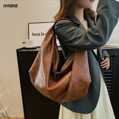 Hhnbnb Túi Đeo Vai Nữ Thời Trang Hàn Quốc tích lớn Túi Xách Đơn giản và đa năng RetroTúi Tote Nữ