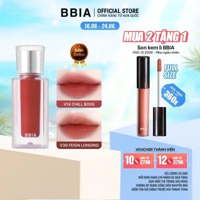 Son kem nhung thuần chay, nhẹ môi BBIA Last Velvet Tint Re-new Version 5g