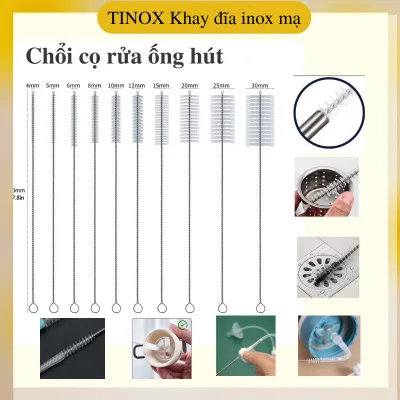Chổi Cọ Rửa Ống Hút Inox TINOX Vệ Sinh Bình Sữa Nhiều Kích Thước Dài 16-40cm Sợi Cọ 1-15mm