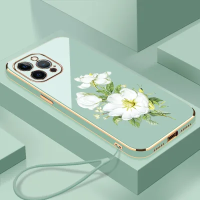 Vỏ hoa nhài flowe iPhone 12 PRO MAX iPhone 12 iPhone 12 Vỏ điện thoại MINI Vỏ điện thoại siêu mỏng mạ điện mịn có cạnh góc phải Vỏ điện thoại silicon chống sốc hoa