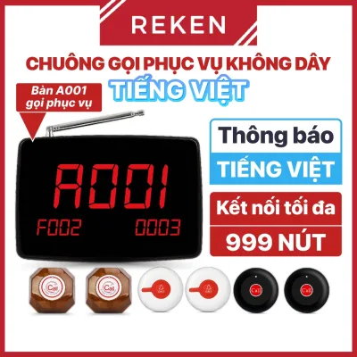 Chuông gọi phục vụ không dây, chuông gọi món cho nhà hàng, cơ sở y tế - Tiếng Việt- Pingron PV02-TV