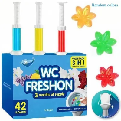 Tem Gel Vệ Sinh, 3 Gói / 42 Tem Vệ Sinh, Gel Tem Bát Vệ Sinh, Đổ Gel Vệ Sinh, Gel Thơm Hoa Làm Mới Nhà Vệ Sinh, Bao Gồm Hộp Đựng Và Gel, 3 Gói / bộ Kéo Dài Ba Tháng (C