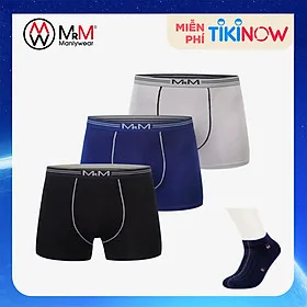 Combo 3 quần lót nam Boxer sợi Organic mềm mịn thoáng mát co giãn 4 chiều MRM Manlywear ( TẶNG Đôi Tất Nam Cao Cấp Giao Ngẫu Nhiên)