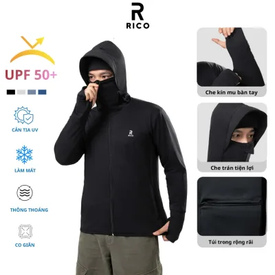 Áo chống nắng 2 lớp thiết kế có CHE TRÁN UPF50+ chống tia UV nam nữ Rico M22