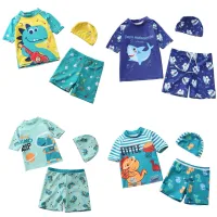 Đồ bơi cho bé trai  dáng rời kèm mũ in 3D 2 mặt size 10-30kg, bikini cho bé trai hoạ tiết hoạt hình, đồ bơi cho bé