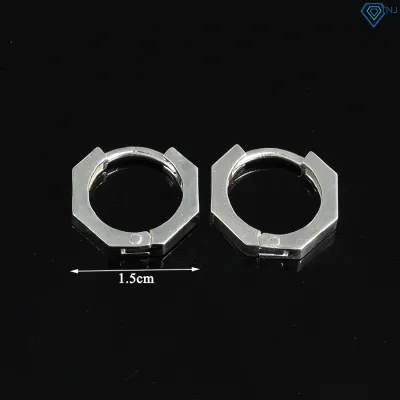 Silver Earrings for Men in Hexagonal Shape with Strong Personality Style Bta0040 - Tnj Jewelry