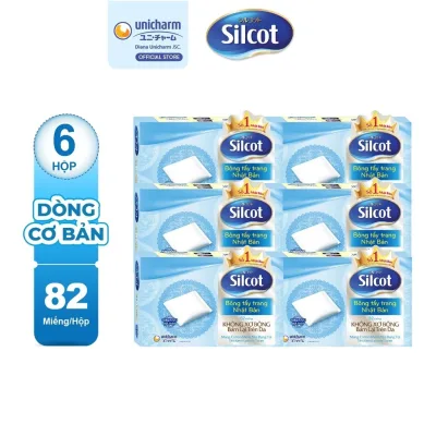 Bộ 6 hộp Bông trang điểm (bông tẩy trang) Silcot 82 miếng/hộp